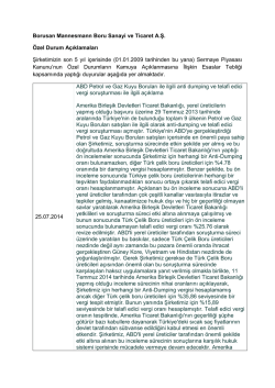 &Ouml;zel Durum A&ccedil;ıklamaları