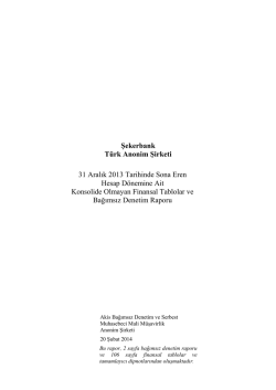 Şekerbank 31.12.2013 konsolide olmayan dipnotlar
