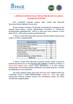 2. D&Ouml;NEM YEMİNLİ MALİ M&Uuml;ŞAVİRLİK SINAVLARINA HAZIRLIK EĞİ