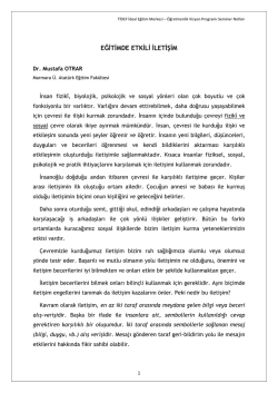 Eğitimde Etkili İletişim / Dr. Mustafa OTRAR