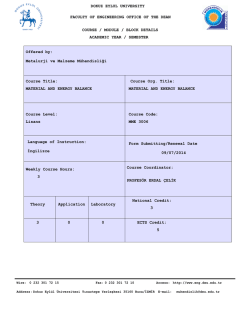 Material and Energy Balance