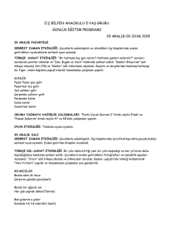 29 Aralık 2014 - 2 Ocak 2015 Etkinlikleri