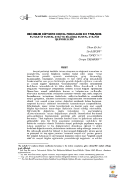 değerler eğitimine sosyal psikolojik bir yaklaşım: normatif sosyal etki