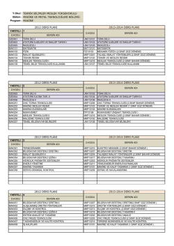 Makine - Teknik Bilimler Meslek Y&uuml;ksekokulu