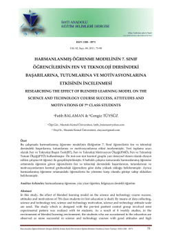 harmanlanmış &ouml;ğrenme modelinin 7. sınıf &ouml;ğrencilerinin fen ve