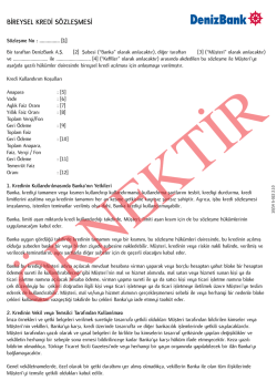 BİREYSEL KREDİ S&Ouml;ZLEŞMESİ