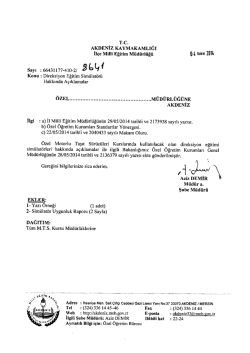 İl&ccedil;e Milli Eğitim M&uuml;d&uuml;rl&uuml;ğ&uuml; Yazısı