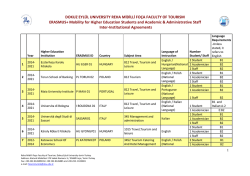 RMF_Faculty of Tourism ERASMUS AGREEMENTS