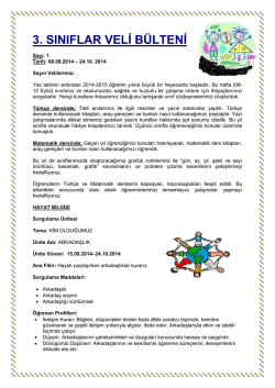 3. sınıflar veli b&uuml;lteni