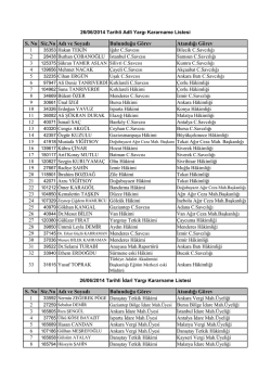 26/06/2014 tarihli Adli ve İdari Yargı Kararname Listesi
