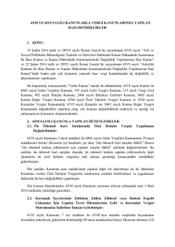 6518 Ve 6519 Sayılı Kanunlarla Vergi