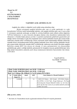 &Ouml;rnek No: 25* T.C. K&Uuml;&Ccedil;&Uuml;K&Ccedil;EKMECE 2. İCRA