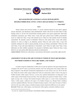 Güney Avrupa Refah Modeli ve Türkiye