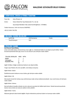 MALZEME G&Uuml;VENLİĞİ BİLGİ FORMU