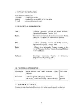 1 I. CONTACT INFORMATION Name Surname: &Ouml;zlem