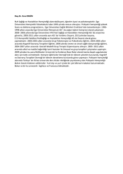 Do&ccedil;.Dr. Esra ENGİN Ruh Sağlığı ve Hastalıkları Hemşireliği