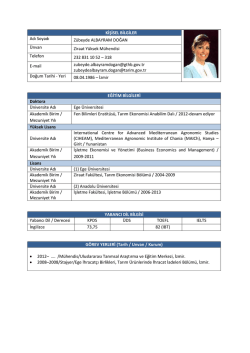 KİŞİSEL BİLGİLER Adı Soyadı Z&uuml;beyde ALBAYRAM DOĞAN &Uuml;nvan