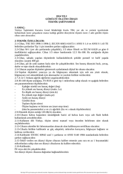 2014 YILI G&Uuml;R&Uuml;LT&Uuml; &Ouml;L&Ccedil;&Uuml;M CİHAZI TEKNİK ŞARTNAMESİ 1