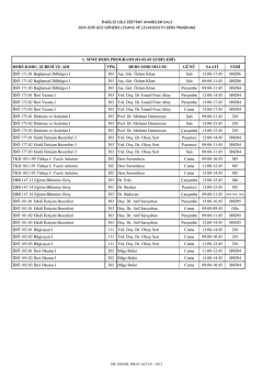2014-2015 güz dönemi lisans-lisansüstü ders programı