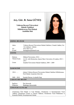 Arş. G&ouml;r. B. Sena G&Uuml;NEŞ - Yıldırım Beyazıt &Uuml;niversitesi