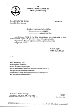 M&uuml;d&uuml;rl&uuml;ğ&uuml;m&uuml;z&uuml;n konu ile ilgili 01/10/2014 tarih ve 4361514 sayılı