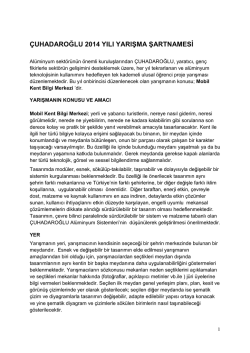 &Ccedil;UHADAROĞLU 2014 YILI YARIŞMA ŞARTNAMESİ