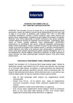 INTERTEK TEST HİZMETLERİ Tarafsızlık Beyanı