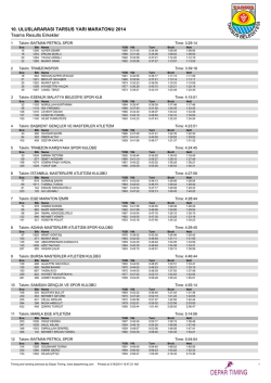 Erkek Takımlar - Depar Timing