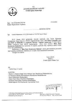 M&uuml;d&uuml;rl&uuml;ğ&uuml;m&uuml;z&uuml;n konu ile ilgili 17/11/2014 tarih ve 5362738 sayılı