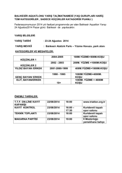 Balıkesir Aquatlonu Yarışma Talimatı