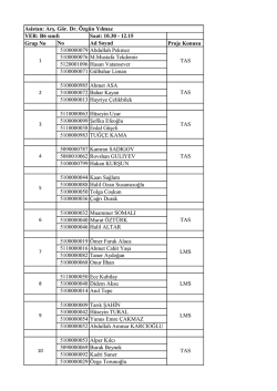 Saat: 10.30 - 12.15 Grup No No Ad Soyad Proje Konusu