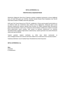02/09/2014 Olağan&uuml;st&uuml; Genel Kurul Toplantı G&uuml;ndemi