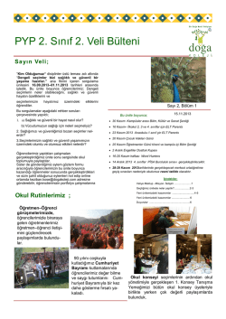 PYP 2. Sınıf 2. Veli B&uuml;lteni