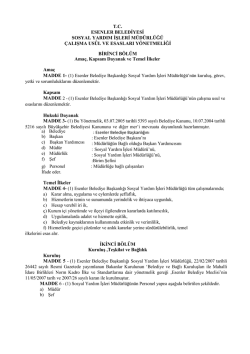 Sosyal Yardım İşleri Md. Y&ouml;netmelik