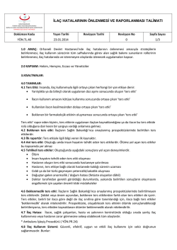 ila&ccedil; hatalarının &ouml;nlenmesi ve raporlanması talimatı