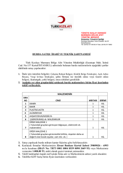 HURDA SATIŞI İDARİ VE TEKNİK ŞARTNAMESİ T&uuml;rk Kızılayı