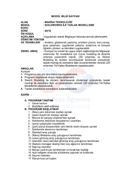Mod&uuml;l Bilgi Sayfaları