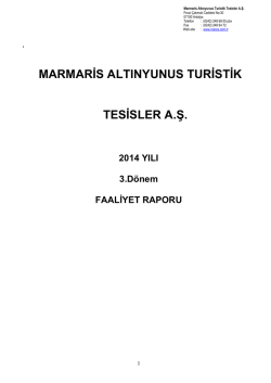 01 Ocak-30 Eyl&uuml;l 2014 Hesap D&ouml;nemine Ait Mali Tablolar ve