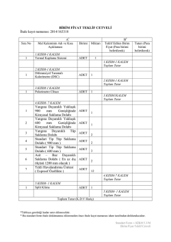 BİRİM FİYAT TEKLİF CETVELİ İhale kayıt numarası: 2014/163318