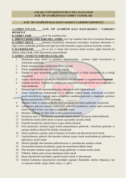 Acil Tıp Anabilim Dalı Hasta Bakıcı / Yardımcı Hizmetli