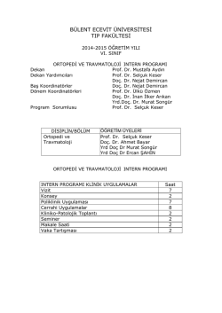 se&ccedil;meli ortopedi ve travmatoloji - B&uuml;lent Ecevit &Uuml;niversitesi Fizik
