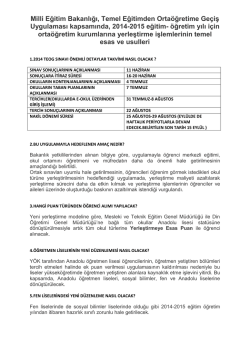 Milli Eğitim Bakanlığı, Temel Eğitimden Orta&ouml;ğretime Ge&ccedil;iş