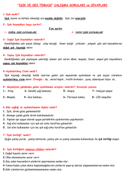 “IŞIK VE SES TEMASI” ÇALIŞMA SORULARI ve CEVAPLARI
