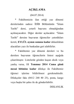 EYL&Uuml;L ayının sonuna kadar