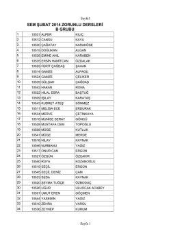 SEM ŞUBAT 2014 ZORUNLU DERSLERİ B GRUBU