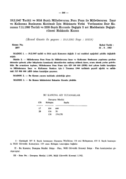 19.2.1947 Tarihli ve 5016 Sayılı Milletlerarası Para Fonu ile