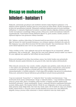 Hesap ve muhasebe hileleri - hataları 1