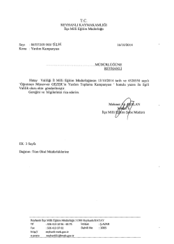 REYHANLI KAYMAKAMLIĞI İl&ccedil;e Milli Eğitim M&uuml;d&uuml;rl&uuml;ğ&uuml; Sayı