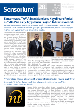 27/06/2014 Sensormatic, TAV Adnan Menderes Havalimanı Projesi ile