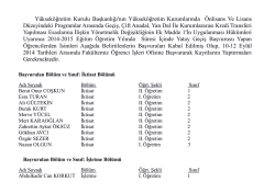Başvurulan B&ouml;l&uuml;m ve Sınıf